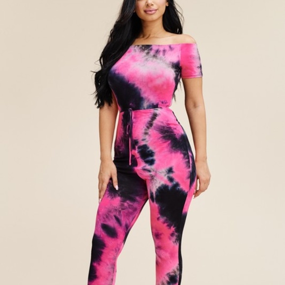 Pants - ⭐️ NEW TIE DYE PINK BLACK OFF JUMPSUIT